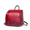 Borse da scuola 2023 Borsa da donna Zaino in vera pelle da donna in pelle bovina stile europeo retro goffrato cinese