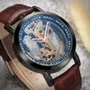 Relojes de pulsera Shenhua 2023 para hombre, relojes mecánicos automáticos, moda de lujo, volante de diamante transparente hueco