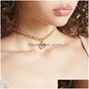 Hanger kettingen Nieuwe mode schattige hart choker ketting voor vrouwen goud sier ketting slot ketting hoge kwaliteit charme love acce dhgarden dhcoj