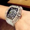 Движение RI -ichardes Прозрачные кристаллические часы Мужские
