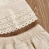 Kledingsets zomer babymeisjes outfit kleding schattige prinses mouwloos kanten vest topslayed zoom gelaagde rokken panty pak voor peuter 230331