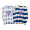 Chaopai College Style Stripe Contrast Color Love Swet Tank Top Męski Juienne Insv Szyjka T-shirt