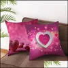Pillow Case Red Valentine Day Pillowcase Lover Cushion Er Happy Valentines Heart Shaped Printed Drop Delivery Home Garden Te Dhcm9