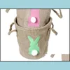 Altre forniture per feste festive Cesto di lino pasquale Coniglietto a doppio manico Coniglietto per bambini Secchio di iuta Rosa Verde Blu Coniglio Custodia Drop Deli Dhuew
