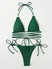 Damskie stroje kąpielowe Seksowne mikro bikini 2023 Kobieta kostium kąpielowy Criss Cross Women String Thong Bikinis Zestaw Kąpiec Kąpiec Summer Ban Blay Wear 230331