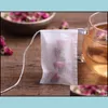 Coffee Tea Tools 100Pcs/Lot Disposable Teabags 5.5 X 7Cm Empty Scented Bags With String Heal Seal Filter Paper For Herb Loose Leaf Dhlno