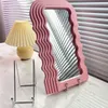 Wall Stickers Glowing Wave Mirror With LED Light Cosmetic Make Up Makeup Desktop Irregular Aesthetic Creative Ins Home Decor 230330