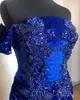 2023 Arabiska aso ebi Royal Blue Prom Dress Beaded Crystals Mermaid Evening Formal Party Second Reception Födelsedagsengagemang Klänningar Klänningar Robe de Soiree ZJ2433