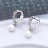 Dangle Earrings Korean Fashion Zircon Shiny Imitation Pearl For Women Luxury Light Hollow Out Twisted Circle Vintage Christmas Jewelry
