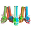 Smoking Skull Silicone Water Bong 8.7 "Unbreakable Wax Concentrate Dry Herb Tabacco Tubo di gomma siliconica con una ciotola di fiori di vetro