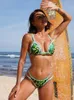 Women's Swimwear Sexy triangle micro bikini set Vintage print swimsuit women's swimming Hollow out swimwear High cut bathing Swim 230331