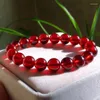 Strand Natural Orange Red Garnet Gemstone Bracelets For Women Men 9mm Stretch Crystal Round Bead Bracelet