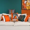 Wholesale Luxury Orange Sofa Pillowcase Cushion Orange Red Warm Orange Model Room Living Room Throw Pillowcase Backrest Classic