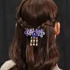 新しいラインストーンバタフライタッセルヘアクリップヘアバレット女性女の子ビンテージクリスタルバタフライフラワーヘアピンヘアアクセサリーギフト