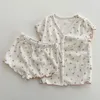 Pyjama bébé à manches courtes ensemble de vêtement été coton enfants fleur pyjamas coton bébé filles 2 pièces décontracté bébé vêtements 230331