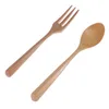 Dijkartikelen Sets Utsil Set Wood Table Treard Dessert Lepel Fork Wooden Flatare Bamboo Lunch Student