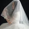 Velos de novia Velo de tul de punto blanco Boda con peine Borde de cinta de dos capas 80-100 cm Aaccessoire Mariage Welon Slubny