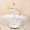 Estatuetas decorativas Ballerina girating Music Box estatueta White and Pink Ballet Dancer Musical Birthdaty Christmas Gifts for Girls Women