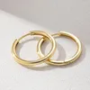 Hoop Earrings Simple Glossy 925 Sterling Silver With 18K Gold Plated Circle For Women Fine Jewelry Birthday Party Gift
