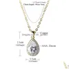 Pendentif Colliers Zircon Cubique Teardrop Collier Goutte D'eau Classique Pour Les Femmes Sier Chaîne En Or Designer Bijoux Necklacez Dhgarden Dhks9