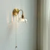 壁のランプIWHDノルディックモダンなLEDランププルチェーンスイッチベッドルームバスルームミラー階段ライトガラス銅角銅照明
