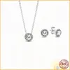 Collier et boucles d'oreilles en forme de cœur surélevé Pandora en argent sterling 925 Convient pour les bijoux de cadeau d'anniversaire des femmes Accessoires de mode Fret en gros gratuit