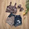 衣類セット03y幼児のためのデニムの衣装の服装の服装袖の袖の衣装クロップトップ