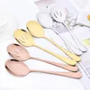 Dinnerware Sets Drmfiy Set Rose 3Pcs Service Spoons Colander Stainless Steel Buffet Dinner Restaurant Tableware