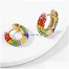 Stud High Quanlity Hoop Kolczyki Colorf Rhinestone Gold Smokilage For Women Girls Hoops Fashion Biżuter