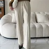 Kvinnor Pants Capris Mozuleva Women's Winter Wool Pants Autumn High midja raka byxor Kvinnor Street Clothing Long Leg Pants 230331