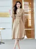 Two Piece Dress Black Apricot Coffee Office Ladies Formal Skirt Suit Women Female Long Sleeve Set for Autumn Winter Business Work Wear 230331