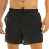 Onderbroek Iefiel heren elastische taille pure kleur doorzichtige trekkoord snel droge strand shorts zwembroek met bulit-in mesh briefsunderpant