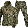 Survêtements pour hommes en plein air peau de requin costume chaud hommes forces spéciales camouflage polaire épaissi costume automne et hiver coquille souple Rushsuit Ropa W0322