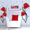 Wall Stickers DIY Romantic Red Anthurium Flower Butterfly Wall Decal Paper Po Frame Quote Home Decoration Removable Vinyl PVC Bedroom Decoration Decal 230331