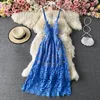 2023 Summer New Celebrity Sling Dress Off Wak Out Out Water Soluble Lace Dress Abito da spiaggia