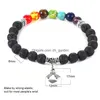 Kette 7 Chakra Heilung Perlenarmband 8 mm Lavastein Tigerauge Perlen für Frauen Männer Mode Yoga Charme Jewelryz Tropfen liefern Dhgarden Dh59U