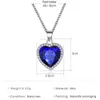 Classic Heart Crystal Rhinestone Heart Sharped Pendant Necklace Blue Green Fine Jewelry Girl Gifts