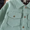 ジャケットコーデュロイガールズアンドボーイズチルドレンS衣類赤ちゃん幼児の男の子の服長秋の緑のかわいいジャケット230331