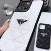 Vacker designer Saffiano Telefonfodral för iPhone 15 14 13 12 Pro Max 18 17 16 15Pro 14Pro 13Pro 12Pro Högkvalitativ lyxläder Purse Logo Box Drop Shipping Support