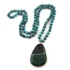 Подвесные ожерелья мода богемные племенные украшения натуральный камень, завязанный аспект нерегулярные каплы, женщины этническое ожерелье