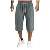 Shorts pour hommes Shorts pour hommes Culottes d'été 2021 Pantalons en coton et lin minces Homme Bermuda Board Beach Black Shorts longs pour hommes W0327