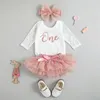 Clothing Sets Baby Girls My First Birthday Outfits Cute Long Sleeve Floral Lace Romper Tutu Skirt Headband Set 030Months 230331