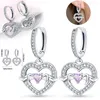 Pendientes de aro de Plata de Ley 2023 925 con corazón pavimentado brillante para mujer, joyería de regalo, fiesta de compromiso Original