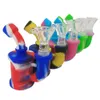 3.7 inch mini portable silicone water travel bong with glass bowl unbreakable dab wax dry herbs tobacco smoking water pipes