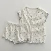 Pyjama bébé à manches courtes ensemble de vêtement été coton enfants fleur pyjamas coton bébé filles 2 pièces décontracté bébé vêtements 230331