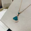 Mode luxe ontwerper fan ketting Diamant wit roze groen chalcedoon kleine rok dames elegante sieraden dames Valentijnsdag