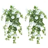 Декоративные цветы 2023 2pcs искусственные виноградные лозы Имитация Утренняя слава подвеса фальшивое зеленое растение для домашнего сада.
