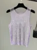 Kvinntankar Camis Crystal Beading Shiny Party Club Sexig ihåliga diamanter Stamping Winky Sleeveless Vest 230331