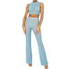 Women's Two Piece Pants Women S Y2k 2 Set Pleated Slim Fit Crop Tank Top High Waist Long Cocktail Clubwear Streetwear