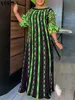 Plus size jurken vonda maat 5xl jurk 2023 vrouwen lange maxi sundress oneck gedrukt casual bohemian gewaad femme lantaarn mouw feestvestido 230330